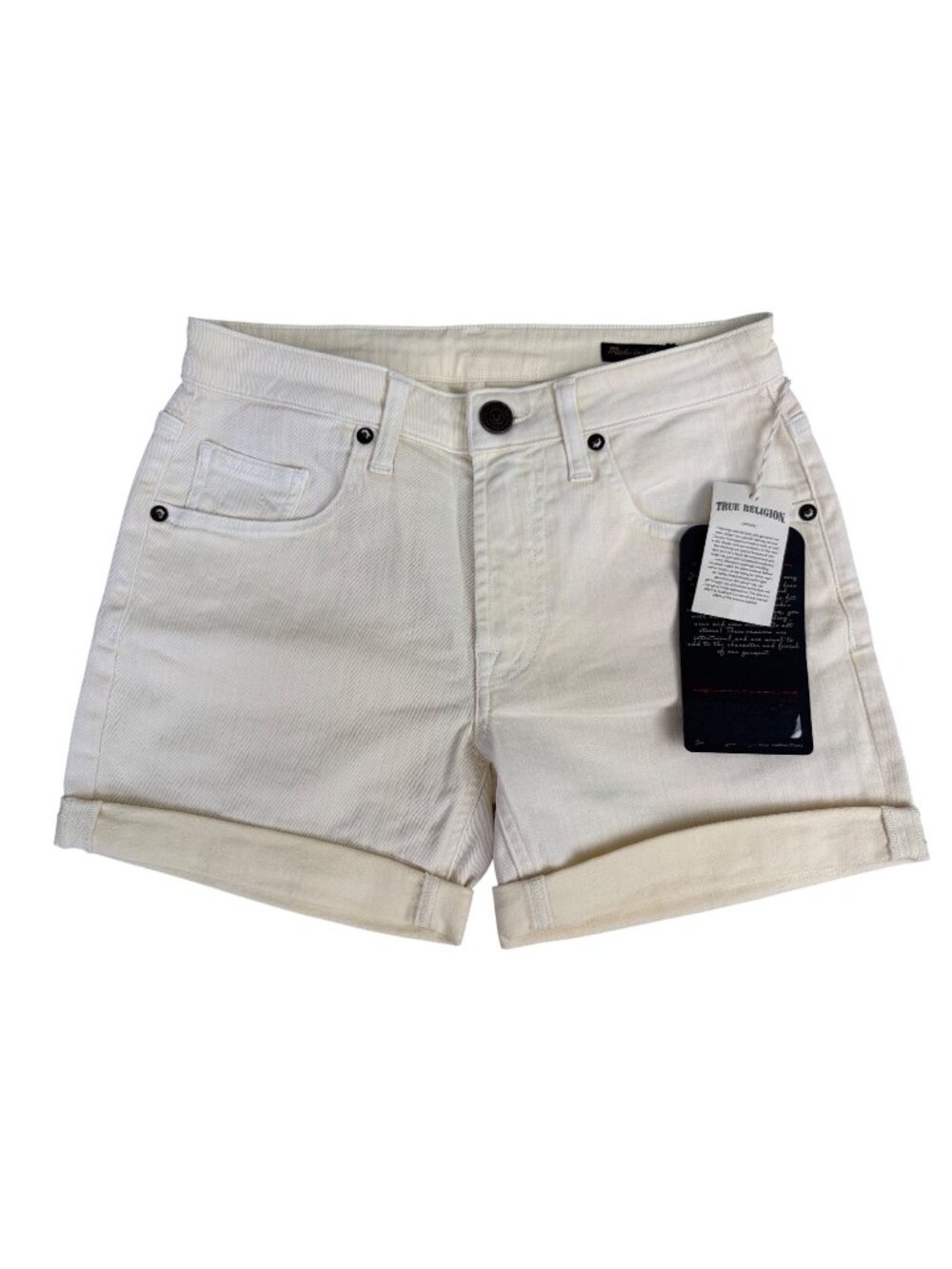 True Religion Pale Yellow Denim Shorts Womens 24 Italy Retro Beach 90s Travel